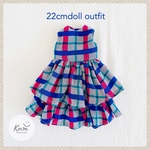 silk check onepiece   シルク素材のチェック柄ワンピース  22cmドール服 22cmドールアウトフィット