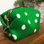 お化粧ポーチ＊ふわふわ水玉GReeeeN