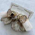 【NEW】ふんわりシフォンシリーズ（カーキ）イヤリング／ピアス