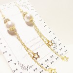 コットンパールとゆらゆら星　樹脂ピアス　イヤリング可