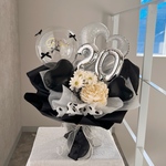 お花屋さんのバルーンフラワー　花束　B305　ブラック　成人式　卒業式　結婚祝い　誕生日　開店祝い　開業祝い　発表会