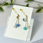 ゼッケンピン　小さな猫⭐︎ブルー＆金⭐︎パール⭐︎レイクブルー
