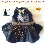専用　ハロウィンワンピース　黒／クモの巣・かぼちゃ 　レース追加料金