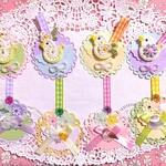 🐦🧁ことり＆スイーツのかごタグ　　　おまかせ7枚