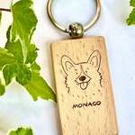 【オーダー】愛犬イラスト入り木製キーホルダー