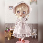 ブライスアウトフィット 3点セット◇カントリー風エプロンドレスセット ◾︎ピンク　Blythe オビツ22