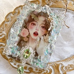 新作♡  硬質トレカケース  トレカケースデコ  透明  キラキラ  キーホルダー ハンドメイド ゴシック  緑  グリーン
