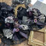 ハロウィン～カラス舞い降りる魔女の薔薇庭園～ ペット用アクセサリー ペット用チョーカー 悪魔 魔女 死神 薔薇 吸血鬼 ヴァンパイア ハロウィン 撮影会 犬 猫 リボン 千鳥格子