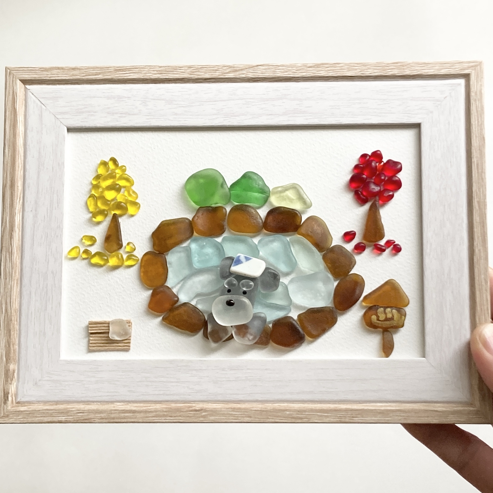 シーグラスアート シュナウザーのおトイレ プレゼントにも