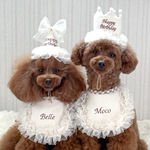 《3色から選べる｜ペットフリルスタイ》王冠・ハットとおそろい　ビブ　帽子　王冠　わんこ　いぬ　犬　スタイ　うちの子　うちのこ　記念日　バースデー　誕生日　クラウン　パーティーハット　名入れ