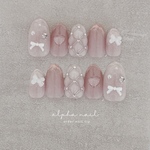 ピンク オーロラフレンチネイルチップ