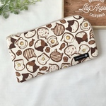 お薬手帳が入るL字ファスナーのポーチ　お薬手帳　通帳ケース　フラットポーチ　マスクポーチ　バッグインバッグ　ねこ柄　ブラック