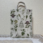 紙袋風トートバッグ☆花柄・無地部分ベージュ