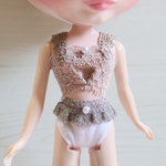 （送料無料）ブライス、リカちゃん、1/6サイズ、アイシードール、ベージュ上下セット下着