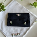 【名入れ可】薔薇刺繍ハンカチ＆ティッシュケースセット　お受験女の子用