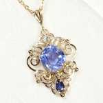 4.5ct!!大粒サファイアの華やかペンダント＊（ワイヤーアクセサリー ワイヤージュエリー 天然石 紫月  #  ）