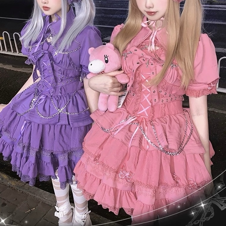 ゴシック ロリータ JSK ✧ エレガントドレス サブカル 原宿風 ショートドレス 甘ロリ