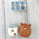 ꫛꫀꪝ✧‧˚ほのぼのマグネット屋さん♬.*ﾟほのぼのクマさんと一輪挿しセット🐈🐾 𖦥   