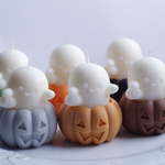 ハロウィンおばけとかぼちゃのミニキャンドル（全6色／取り外し可能）　【秋冬新作2025】