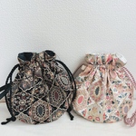 NEW✨合皮ショルダー付き/インド刺繍♡まんまるショルダーバッグ【ホワイト】旅行　特別な日　お出かけ　インド刺繍バッグ　結婚式　サブバッグ