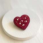 ドットハート刺繍ブローチ♡col:RED⭐︎受注制作品