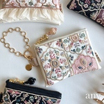 秋冬新作✨インド刺繍リボン mini pouch♡ ④ ivory ミニポーチ　チャームポーチ　便利なチャームポーチ🕊️