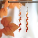 【Carnelian Mellowピアス（イヤリング）】/14kgf カーネリアン/ 秋 オレンジ 赤 ロングピアス 金属アレルギー グラデーション 紅葉 プレゼント