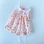 【完成品】花柄ワンピース 犬服 小型犬用 フリル襟付き ピンク かわいい 女の子 ペットウェア　ハンドメイド　前開き