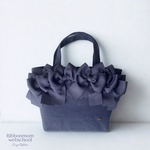【ネイビー】トートバッグ＊リボンバッグ