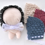ぬい服 フード 10～15cm ぬいぐるみ 着せ替え服 レース編み ヘッドセット