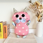 ピンク星猫♡Part2 ハギレで作ったかわいい世界にたったひとつのぬいぐるみ　癒しネコ　猫好きさんへのギフト