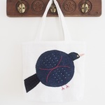 ウール生地の味わいある鳥さんが素敵なトートバッグ（ホワイト）