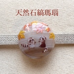 【1点物天然石】縞瑪瑙 帯留め (円形・茶・アライグマ)