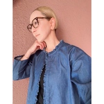 RATA❤️サイズ選べる❤️絶妙サイズ感❤️ 国産児島デニム❤️軽い着心地❤️大人ガーリーフリルトップス❤️セットアップとしても