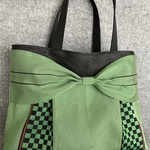 【期間限定】倉敷畳縁シンプルリボントートバッグ(なつのみどり＆市松グリーン)