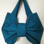 リボンバッグ（帆布  ターコイズ）