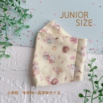 【新柄】シマエナガ イエロー 舟形マスク 大臣マスク ジュニアサイズ 小学校 給食マスク 小さいマスク