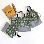 ⋆⸜𝐧𝐞𝐰⸝⋆  レトロな車🚘シリーズ【入園入学3点セット】レッスンバッグ お着替え袋 上履き袋 【生成】  車