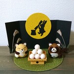 秋の季節飾り「お月見 RF」セットTK 置物  ちりめん タヌキ キツネ 9月 十五夜  