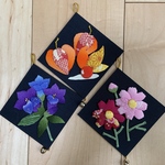 送料無料　押絵秋の花3連タペストリー