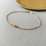 恋愛、結婚のお守り！ 小さなインカローズ✴︎一粒ブレスレット　14kgf 天然石　小さめ