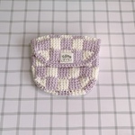 ブロックチェックのポケットポーチ【パープル】