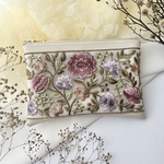 【new】【再販】【受注制作】インド刺繍リボン　ポーチ　合皮　フェイクレザー　ギフト　メイクポーチ