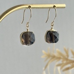 【選べる金具】秋色✶スモーキークォーツCUBEピアス・イヤリング 14kgf サージカルステンレス シルバー925