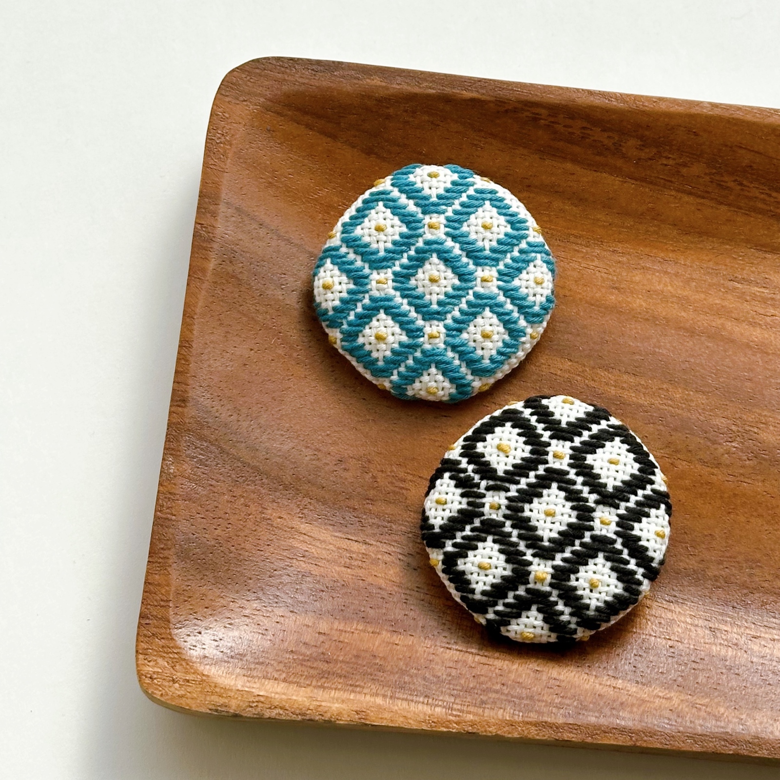 こぎん刺し／キーホルダー／チャーム／刺繍枠／Gradation