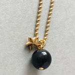 最強の守護石✴︎モリオン(黒水晶)チャーム 天然石 ボールチェーン カニカン お守り／星 スター　　ネックレスチャームにも変更可能