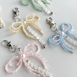 【カラー変更OK】名前入りビーズリボンキーホルダー