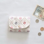 インド刺繍　コンパクトウォレット　ミニ財布　キラキラ　花　帆布　スリム　スパンコール　上品　小さめ　スナップボタン　カラフル　軽量　身軽