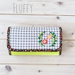 check & flower 22　Wファスナー長財布