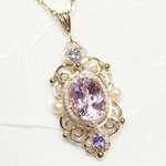 4.62ct!!高品質!クンツァイトとタンザナイトの華やかペンダント＊（ワイヤーアクセサリー ワイヤージュエリー 天然石 紫月  #  ）